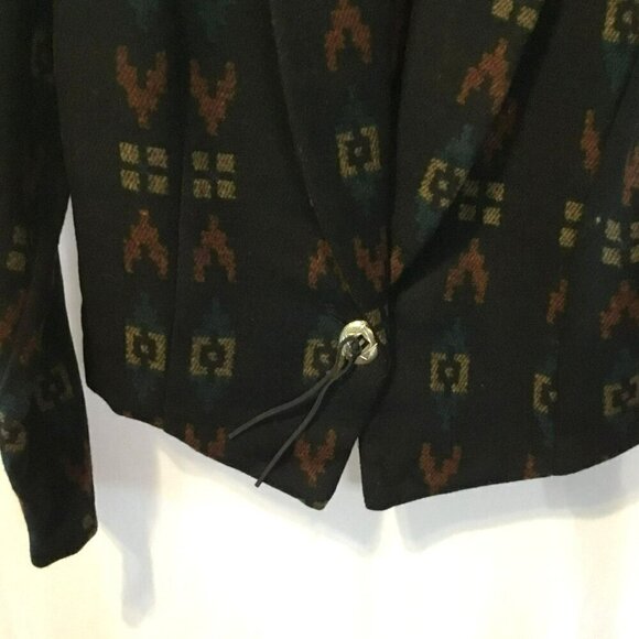 Mixed Blues Women's Western Style Short Collared Wool Blend Blazer Size Medium - Picture 4 of 13